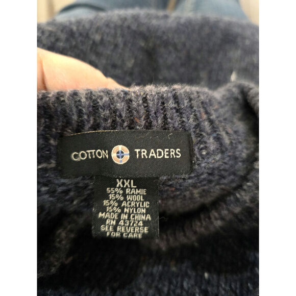 Vintage American Flag Sweater Blue Navy  Heavy Chunky Size XXL American Flag - Picture 3 of 3